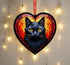 Black Cat Stained Glass Effect Heart Suncatcher